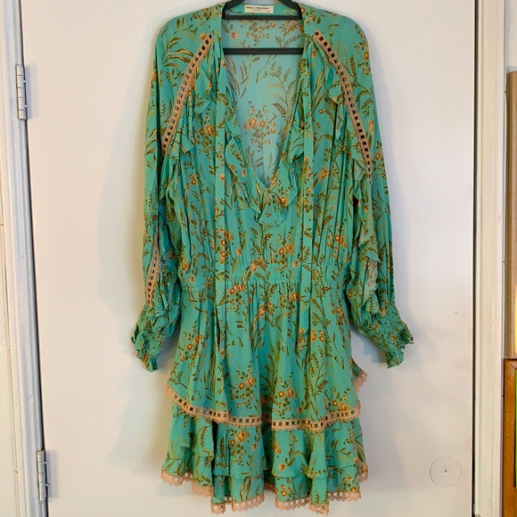 Rare! Spell and the Gypsy Maisie aqua and gold playdress. Runs small. - Picture 2 of 10
